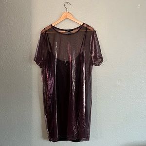 Forever 21 plus purple mesh dress with slip underneath